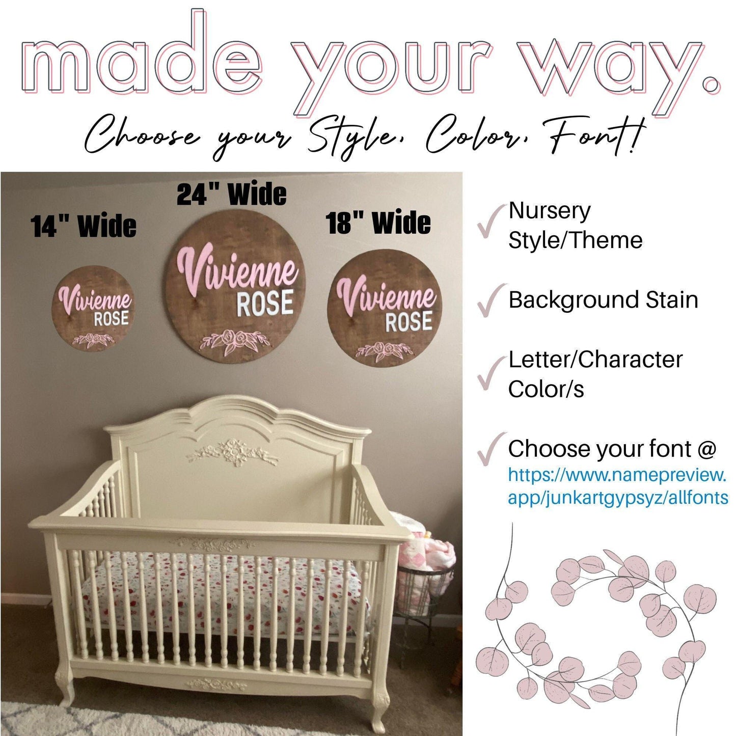 Custom wood name sign, personalized nursery decor, baby shower gift