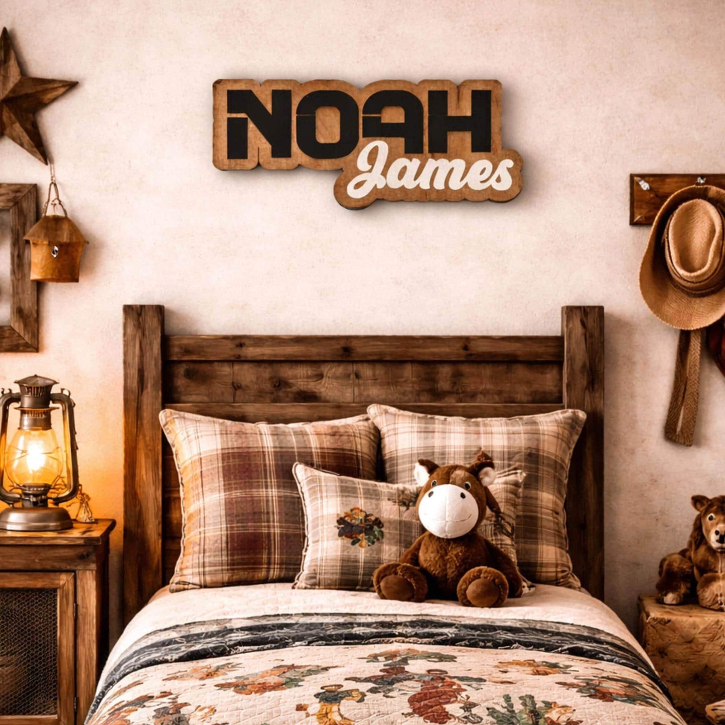 Custom 3d wooden name sign | mid century baby name wall decor, kids room
