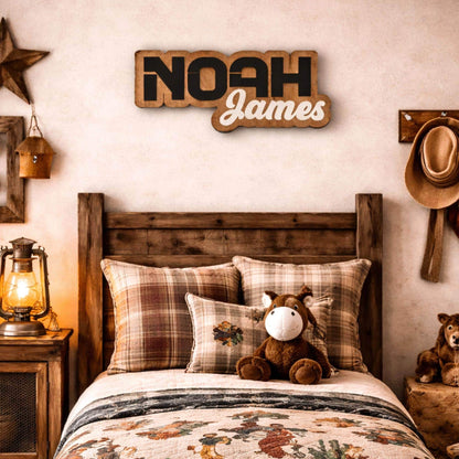 Custom 3d wooden name sign | mid century baby name wall decor, kids room