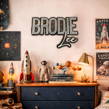 Custom 3d wooden name sign | mid century baby name wall decor, kids room