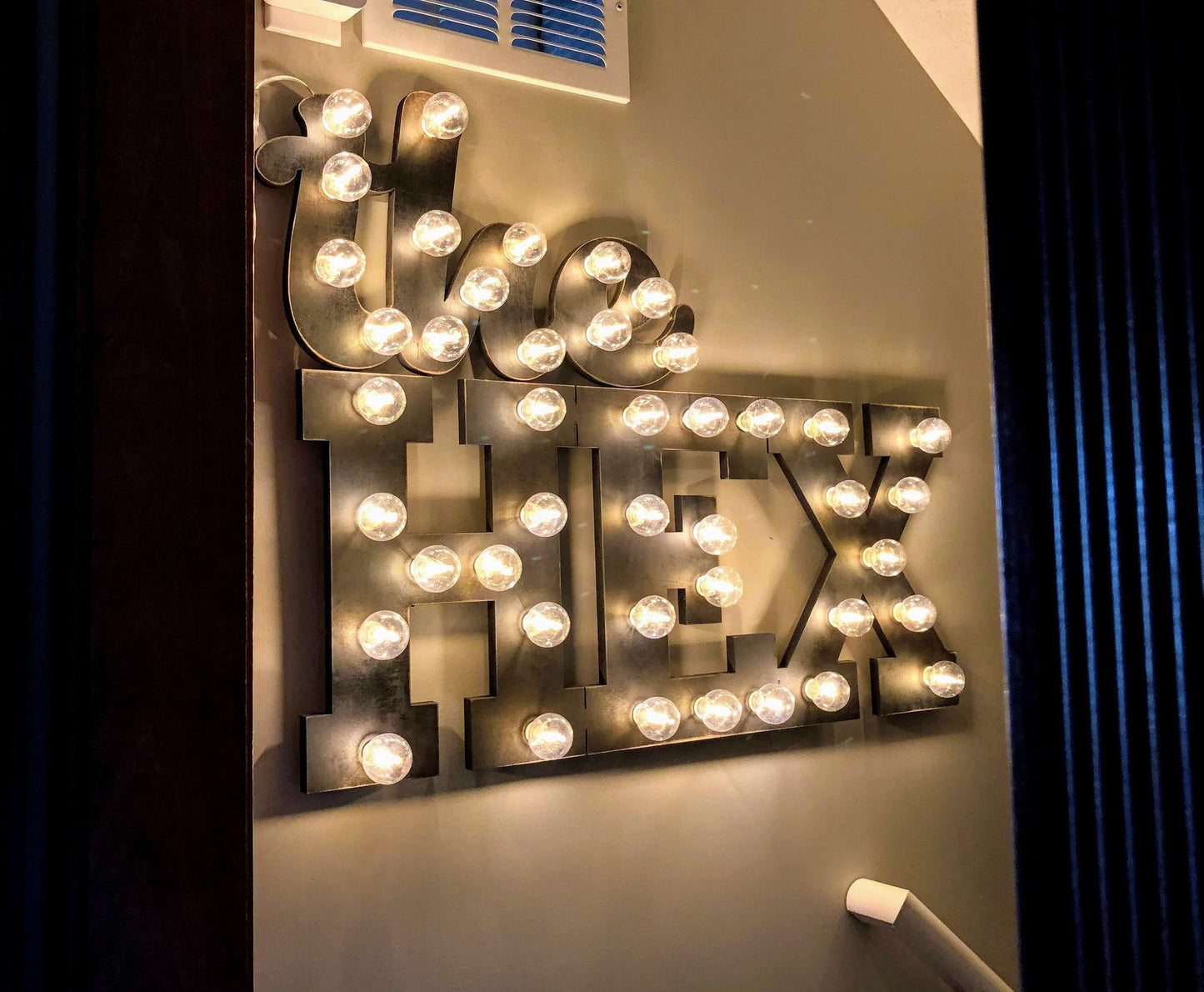 Custom wood marquee sign, lighted name sign, 12-inch tall