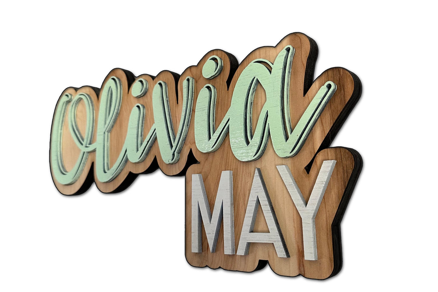 Custom 3d wooden name sign | mid century baby name wall decor, kids room