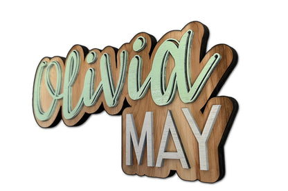 Custom 3d wooden name sign | mid century baby name wall decor, kids room