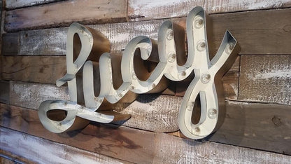 Large steel marquee sign – custom lighted bar, home decor