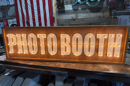 Custom wood marquee sign with lights, personalized name sign