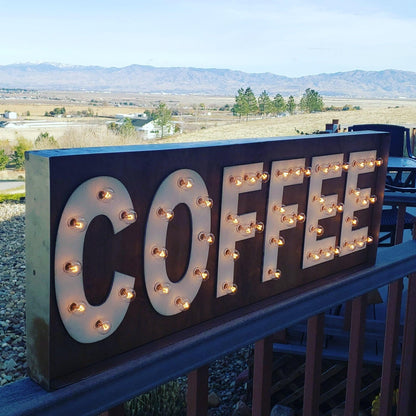 Custom wood marquee sign with lights, personalized name sign