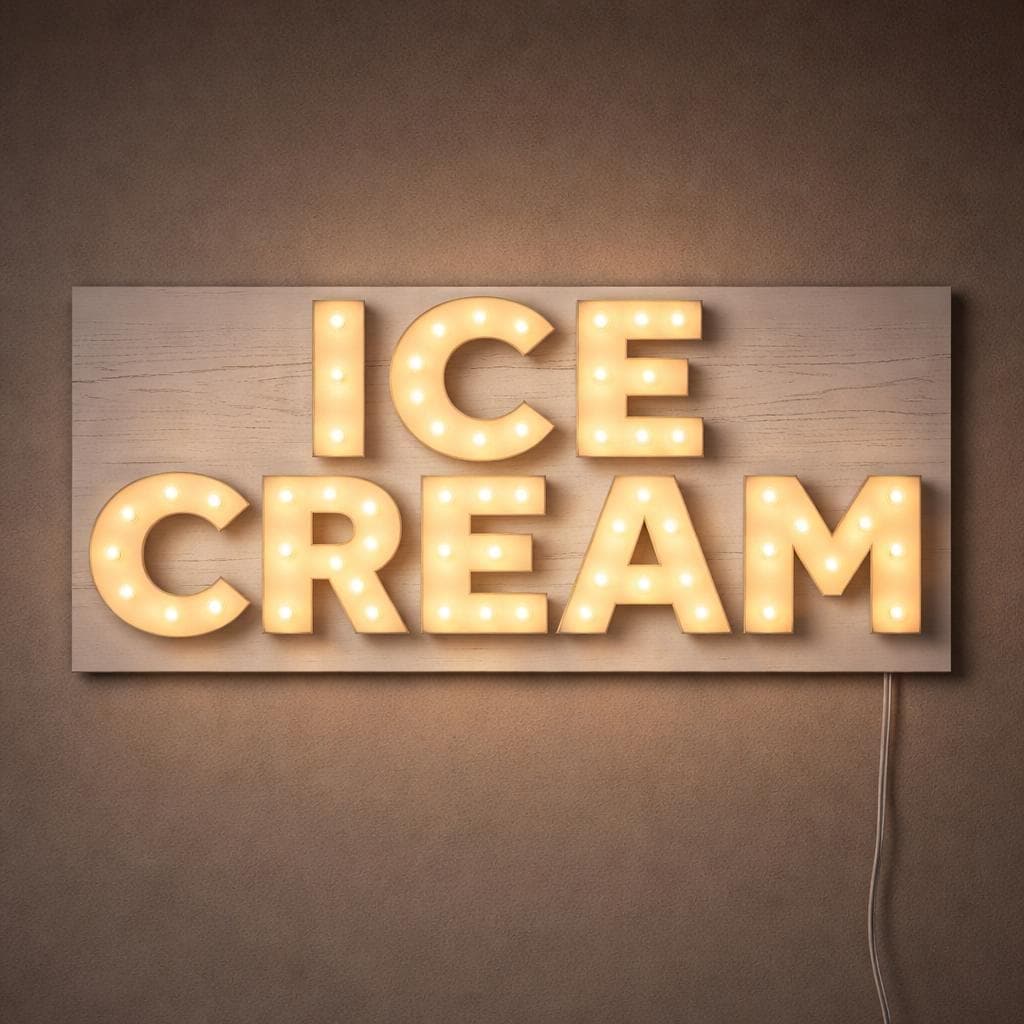 Custom wood marquee sign with lights, personalized name sign