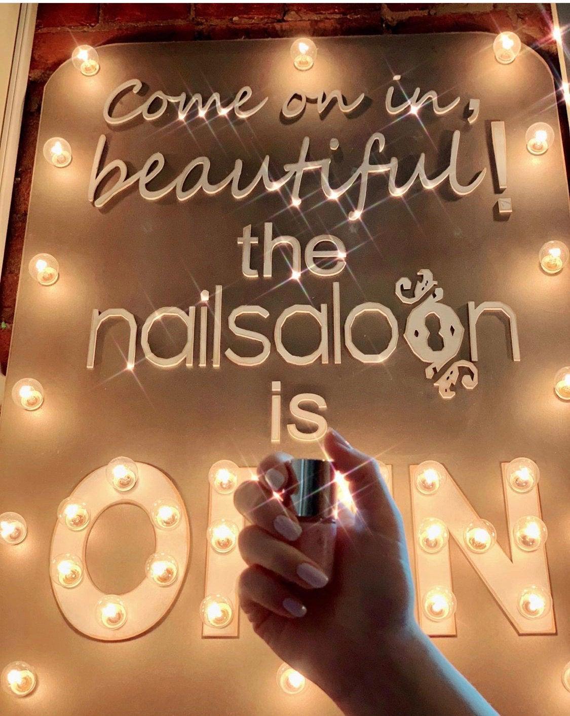 Custom wood marquee sign with lights, personalized name sign