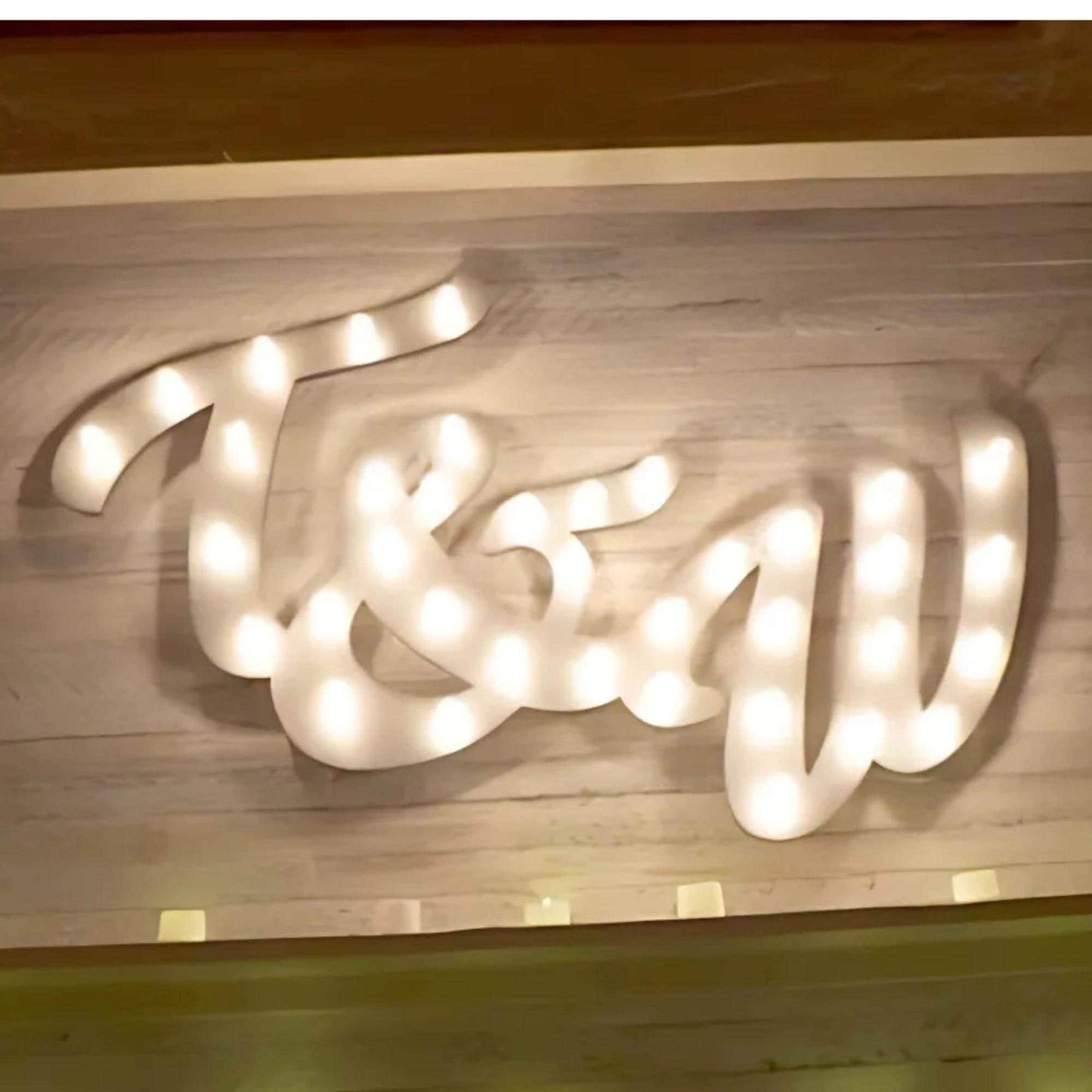 Custom lighted maple wood marquee sign, personalized business name, 12" tall