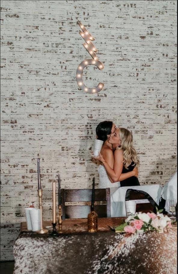 Custom wood lighted marquee sign, logo, brand, wedding, bar