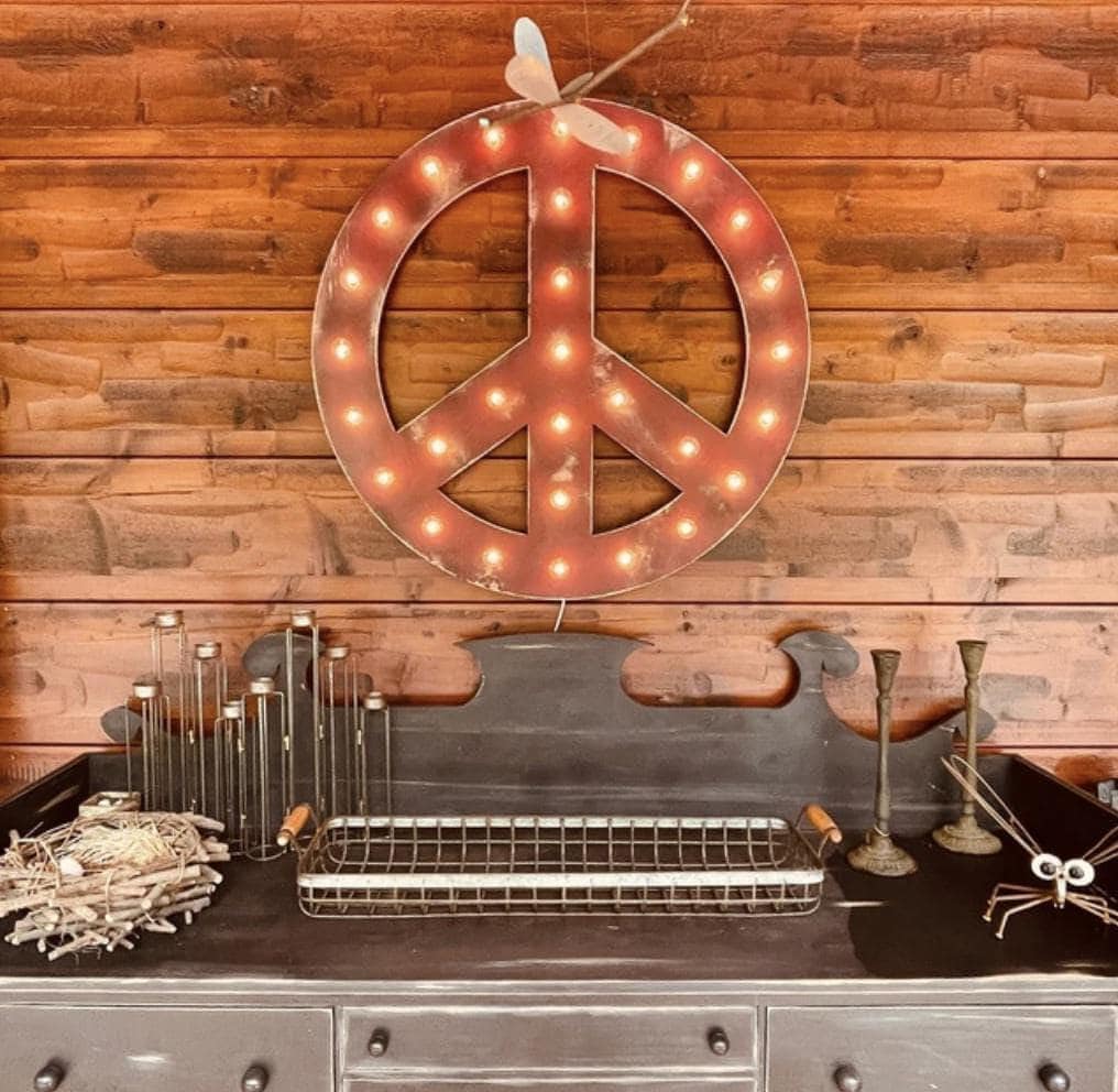 Custom wood lighted marquee sign, logo, brand, wedding, bar