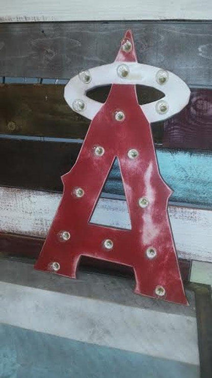 Custom wood lighted marquee sign, logo, brand, wedding, bar