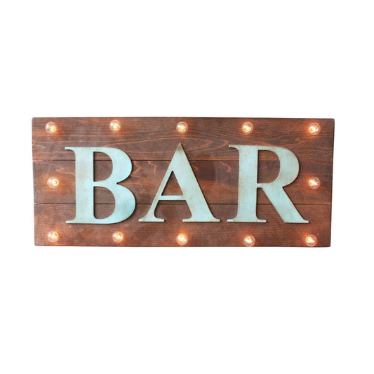 Custom vintage style lighted wood sign - bar, pub, home decor