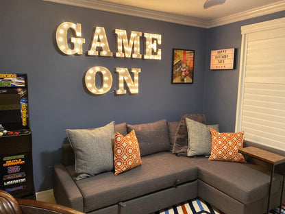 Custom metal marquee letters – lighted steel sign, bar decor