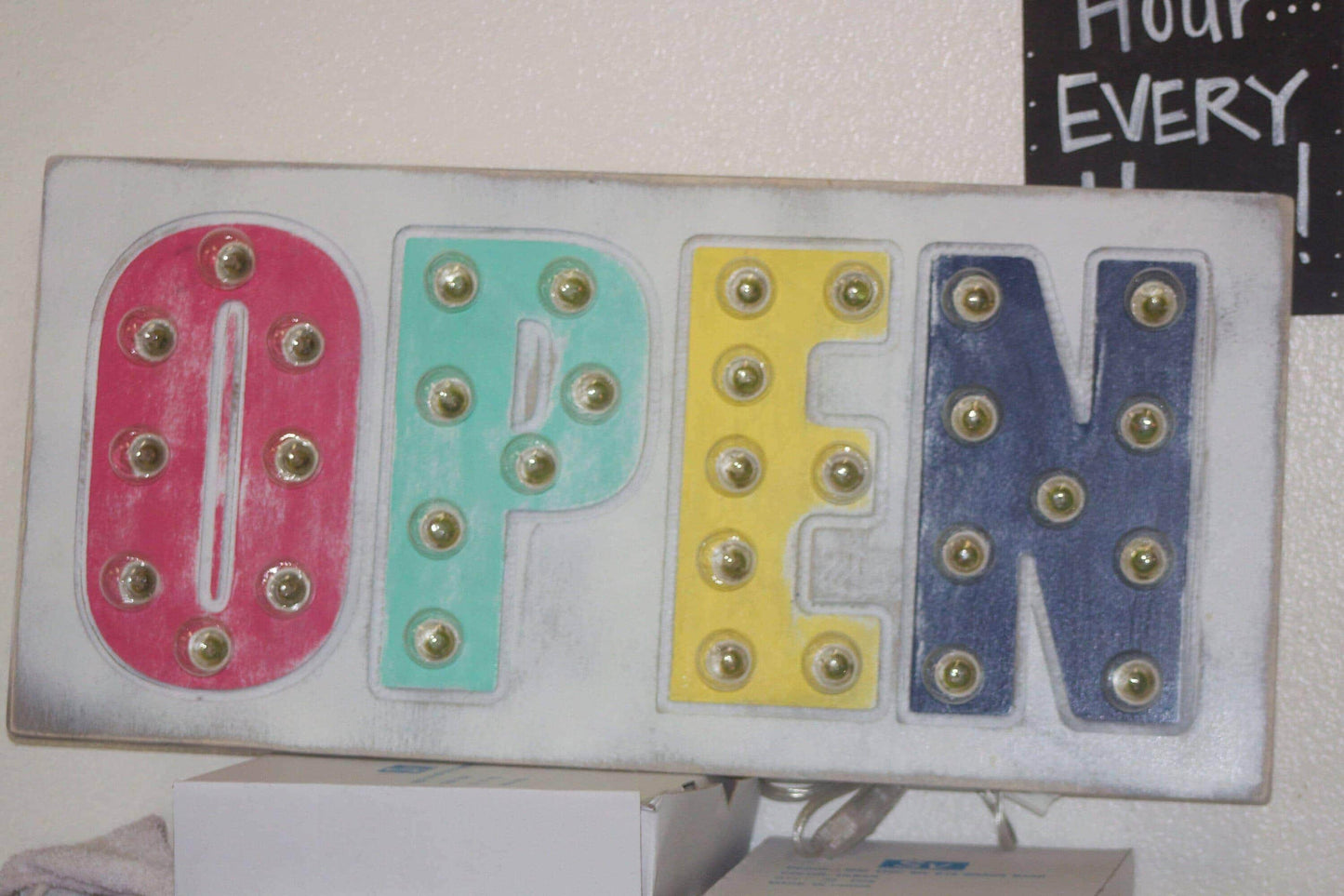 Custom wood marquee lighted sign, 3d maple letters