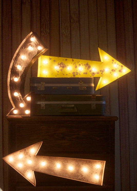 Vintage style lighted metal arrow sign, retro marquee decor, custom led neon style