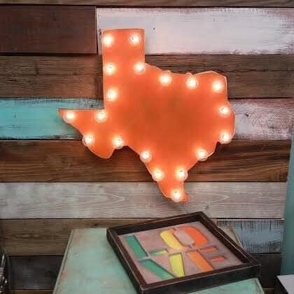 Vintage wood state marquee sign, custom led wall art (24 inch)