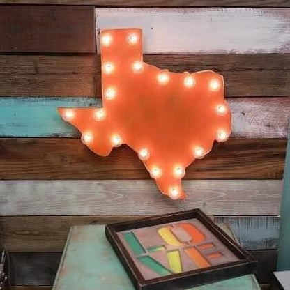 Vintage wood state marquee sign, custom led wall art (24 inch)