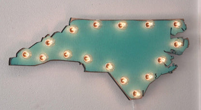 Vintage wood state marquee sign, custom led wall art (24 inch)