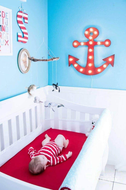 Maple wood lighted anchor marquee sign - nautical decor