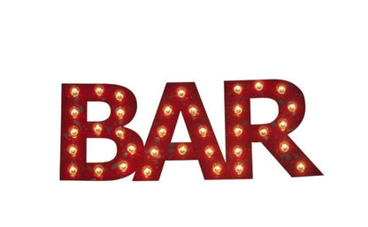 Custom metal marquee sign, light up bar decor, rustic wedding