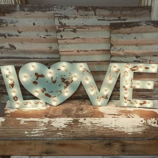 Custom metal marquee sign, light up bar decor, rustic wedding