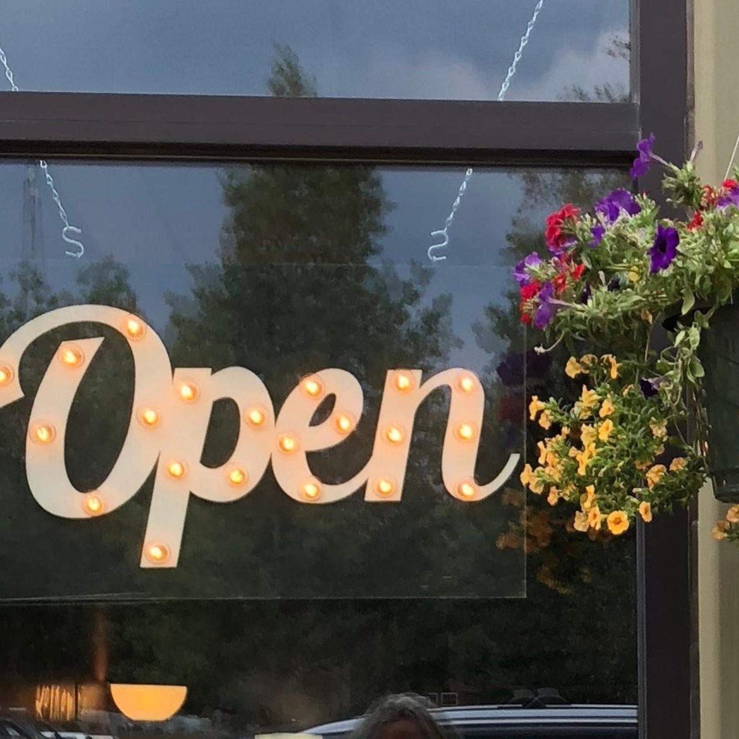 Illuminated wood marquee open sign | rustic storefront decor