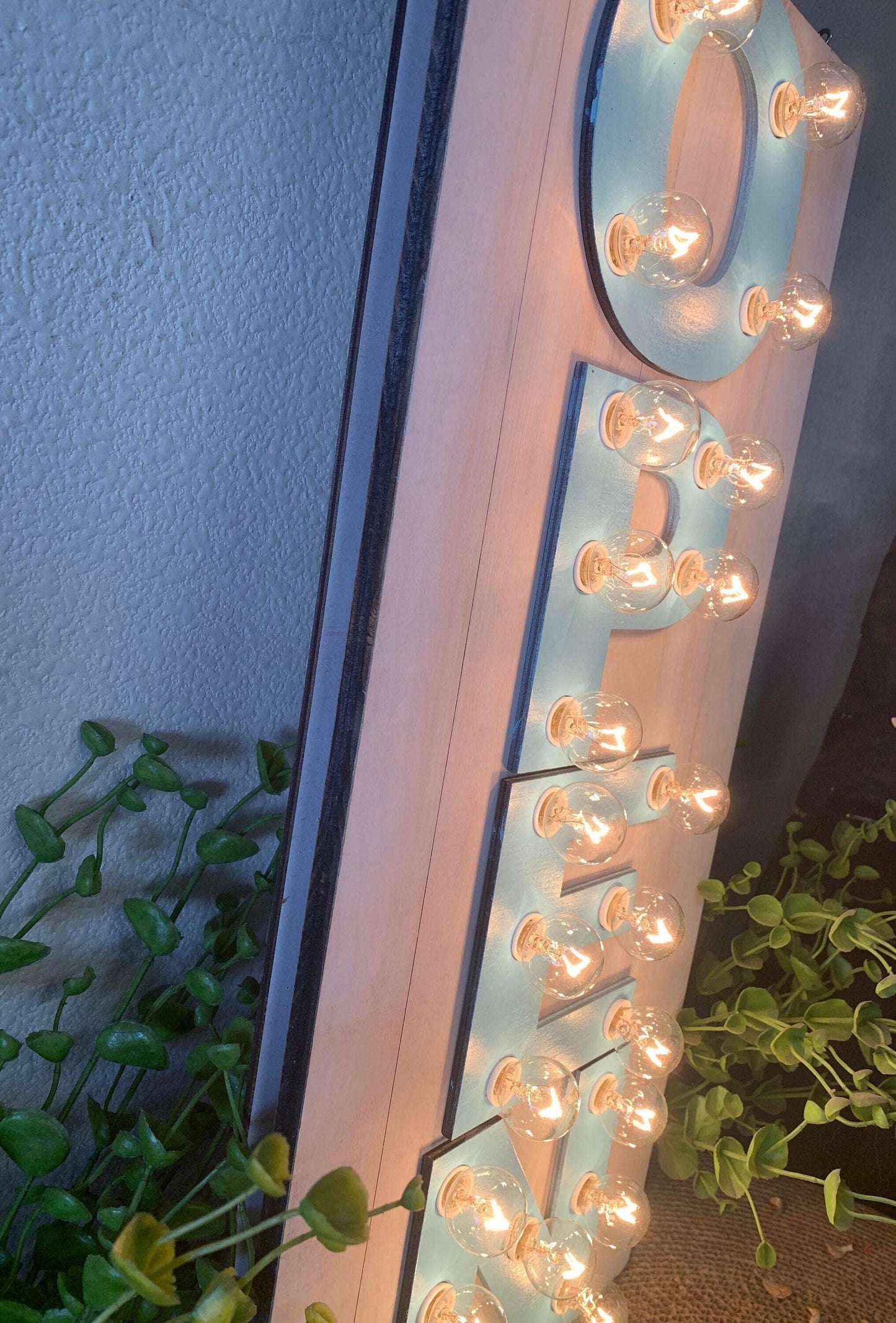 Illuminated wood marquee open sign | rustic storefront decor