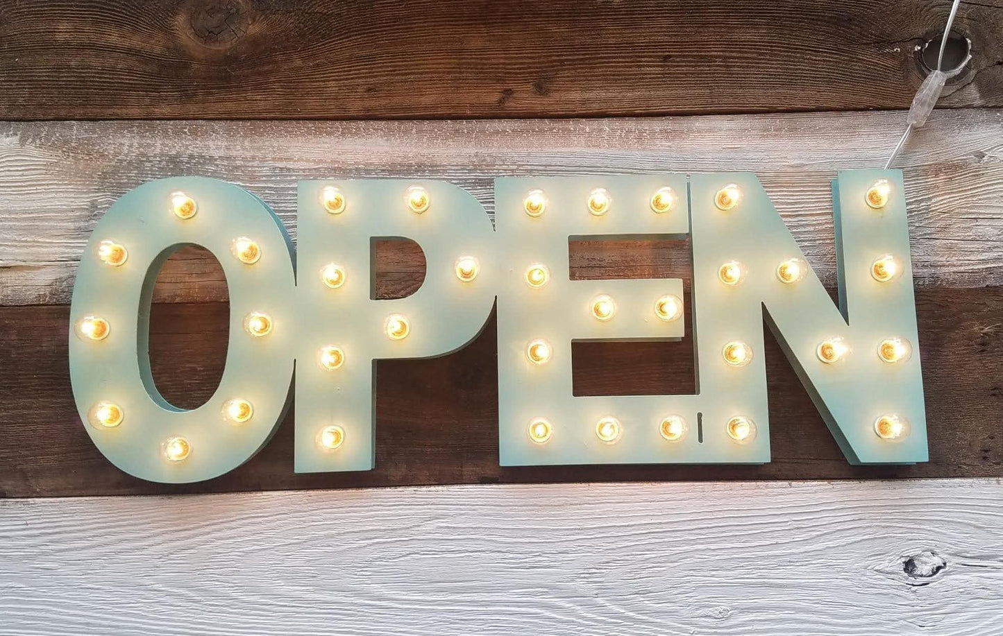 Custom wood lighted open sign | neon style marquee for business, salon, bar (led)