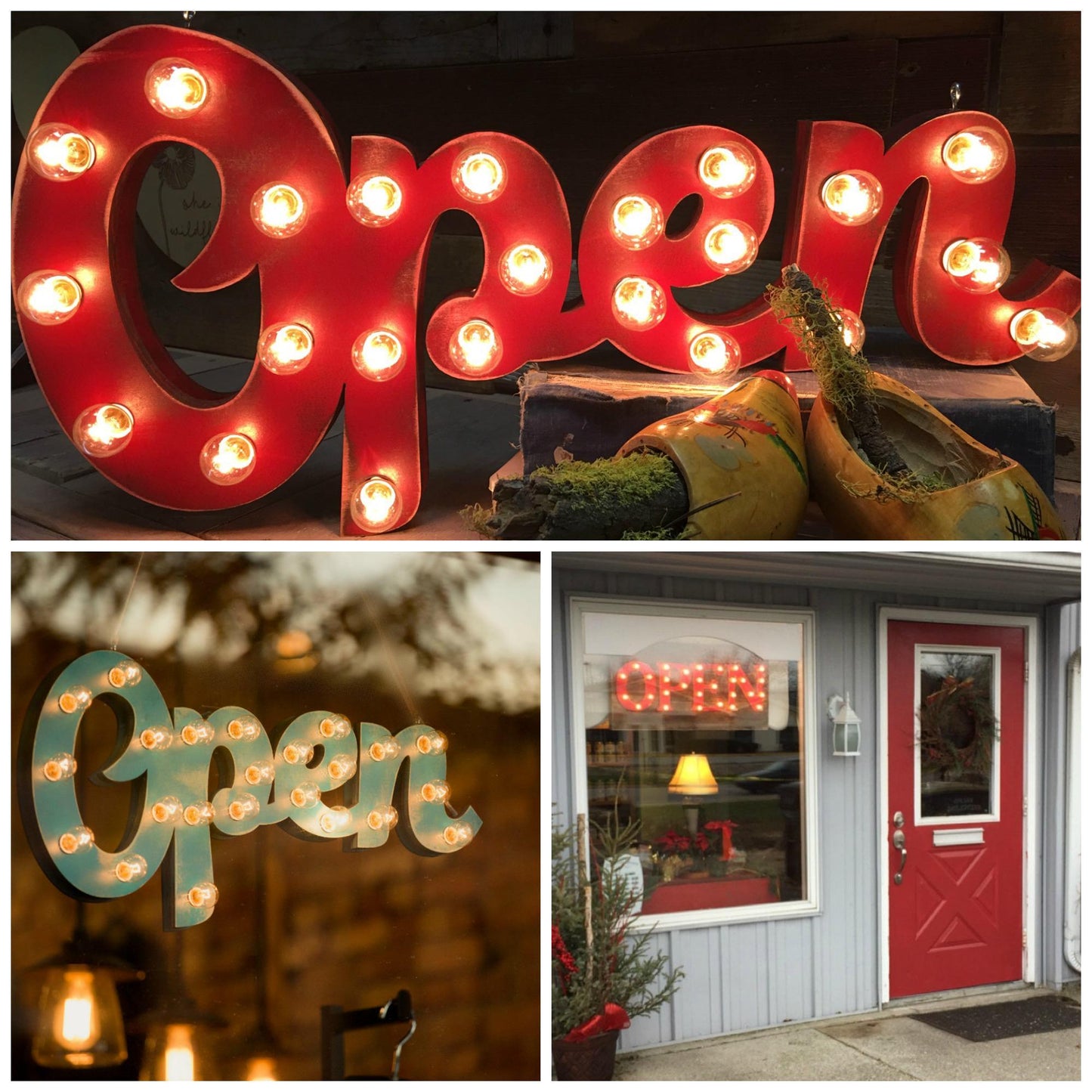 Custom wood lighted open sign | neon style marquee for business, salon, bar (led)