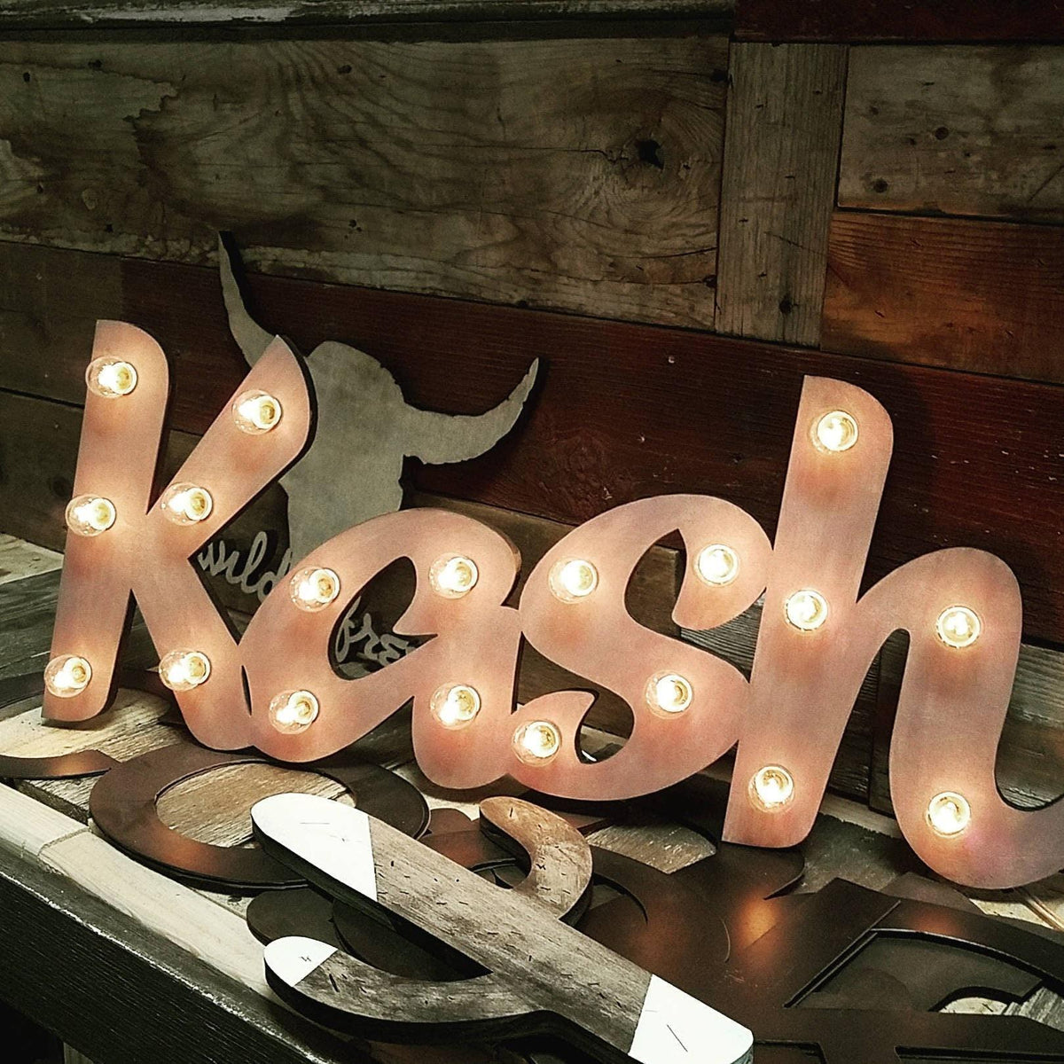 Handcrafted Maple Wood Howdy Marquee Sign, Lighted Western Wall Decor