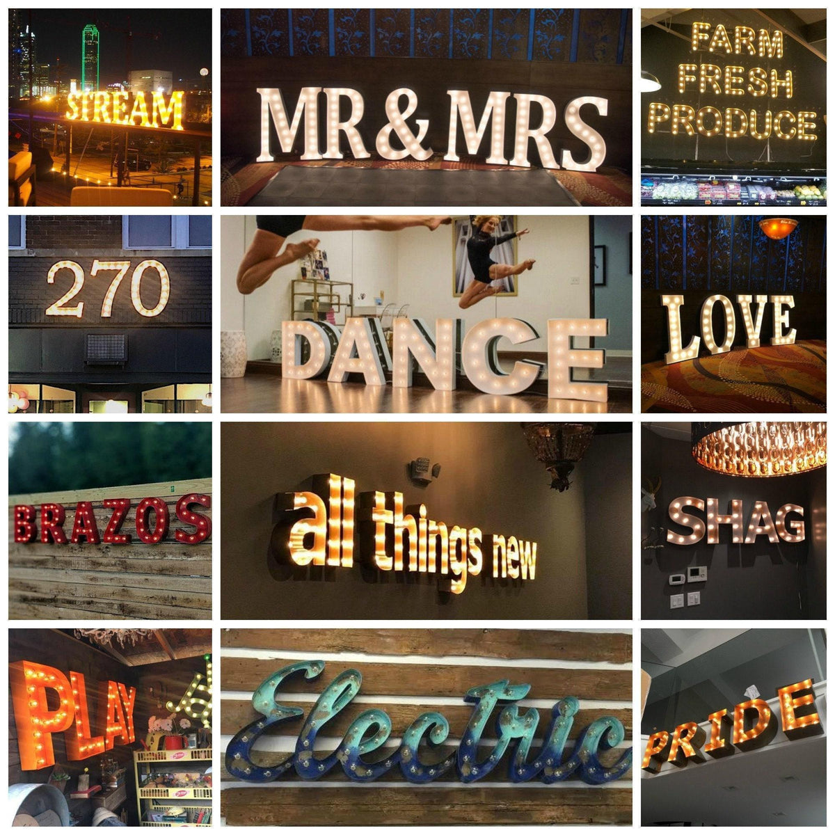Steel Marquee Letters, Illuminated Light Up Sign, Custom Wedding Event Decor