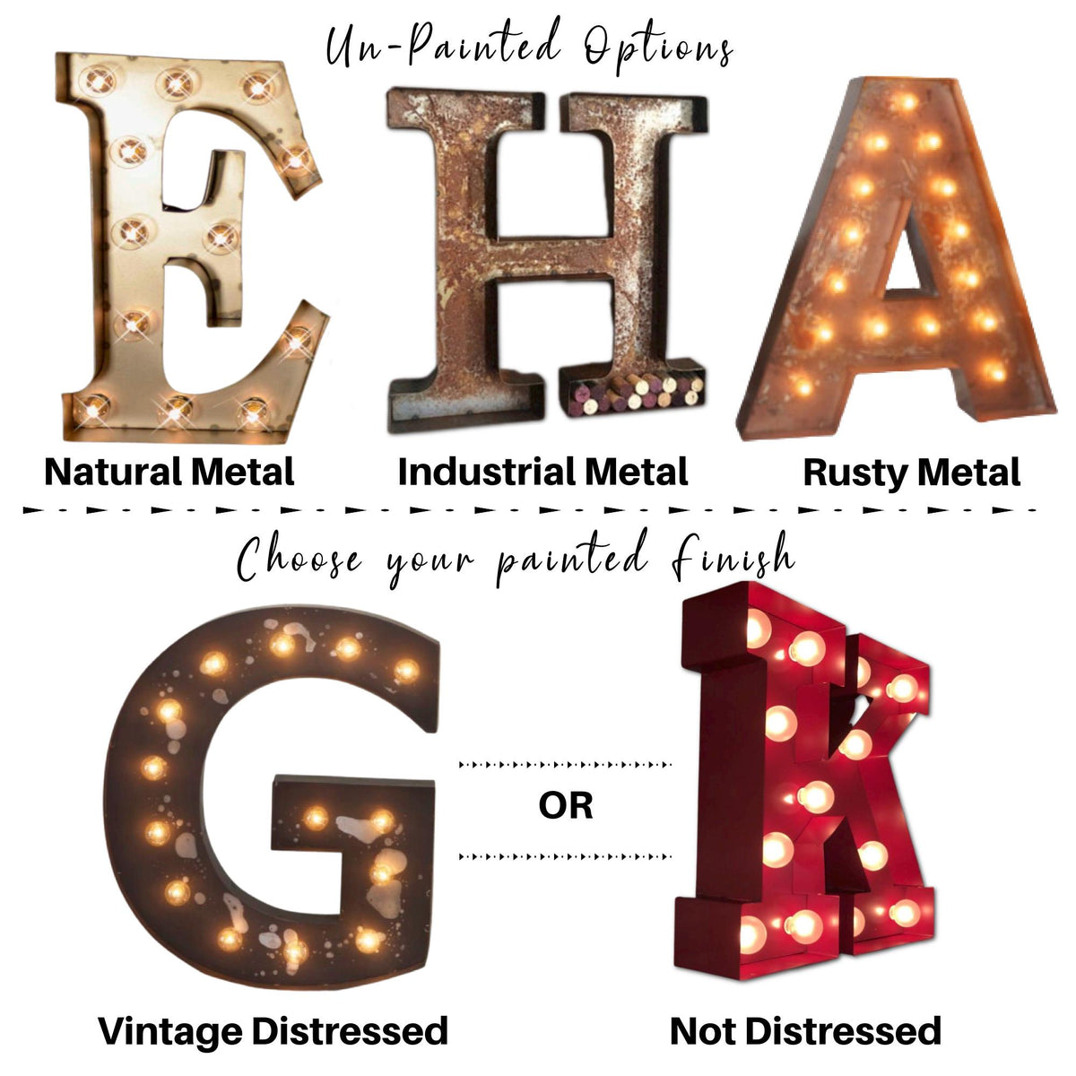 Steel Marquee Letters, Illuminated Light Up Sign, Custom Wedding Event Decor