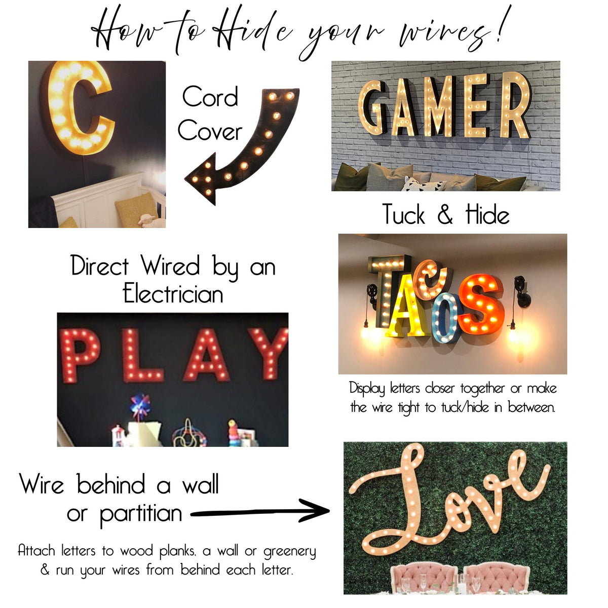 Steel Marquee Letters, Illuminated Light Up Sign, Custom Wedding Event Decor