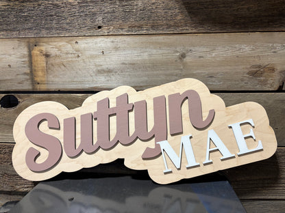 Large wood name sign, nursery name sign, girl name, above crib name, layered baby name, boy name, cut out, wedding decor, personalized sign