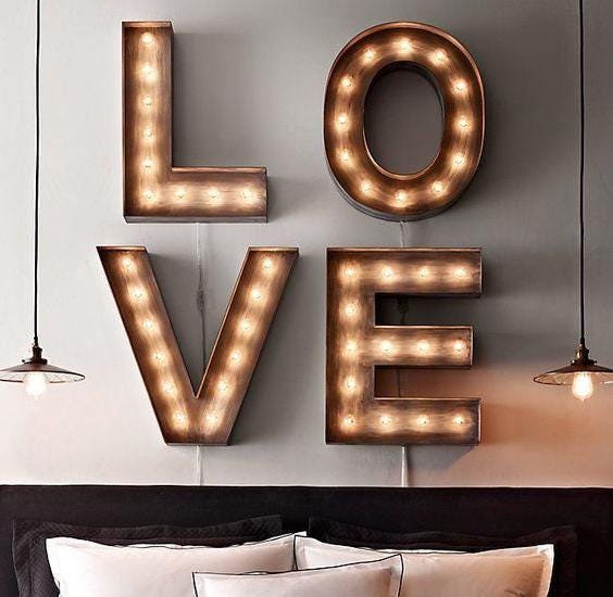 Sale large marquee letters...light up letter, metal steel, marquee letters, boho, mcm, mid century sign, outdoor, business, lighted letters