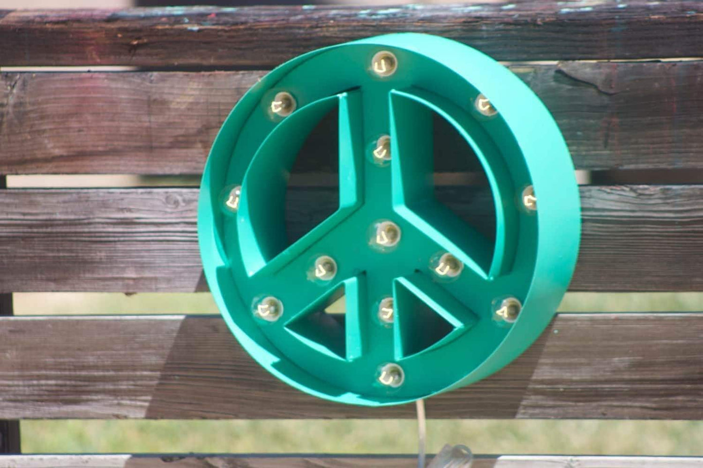 Large metal marquee peace sign old vintage style lighted peace sign steel..........kids teens game room home decor outdoor christmas