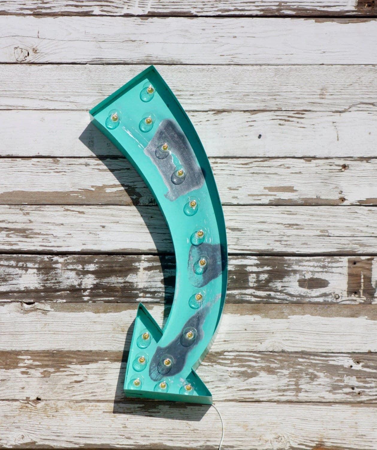 Lighted metal arrow marquee sign Illuminated bar business wedding gift home decor open directions