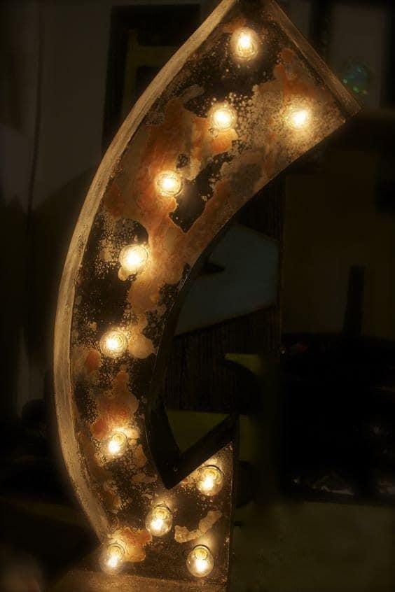 Lighted metal arrow marquee sign Illuminated bar business wedding gift home decor open directions