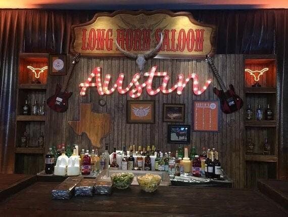 Large metal marquee sign lighted letters – steel script sign for bar, home, business, hola photos event decor, custom and personalized