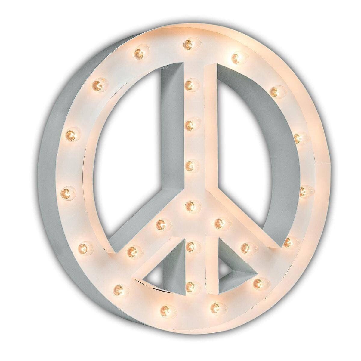 Large metal marquee peace sign old vintage style lighted peace sign steel..........kids teens game room home decor outdoor christmas