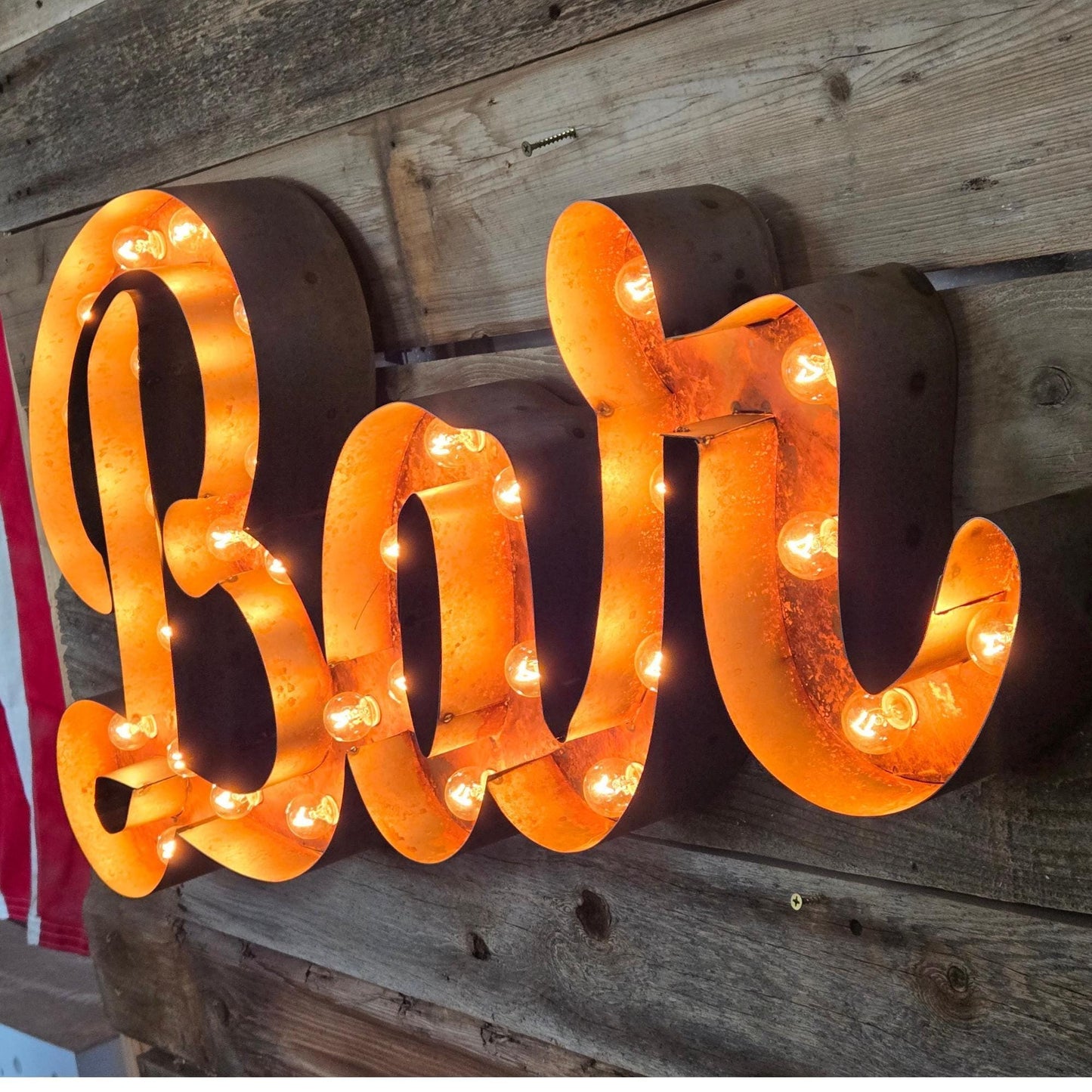 Large metal marquee sign lighted letters – steel script sign for bar, home, business, hola photos event decor, custom personalized BAR Sign