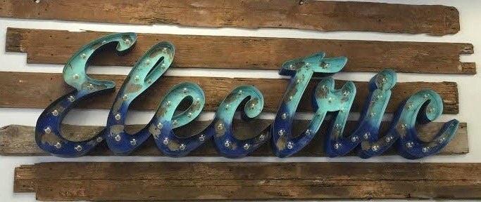 Large metal marquee sign lighted letters – steel script sign for bar, home, business, hola photos event decor, custom and personalized