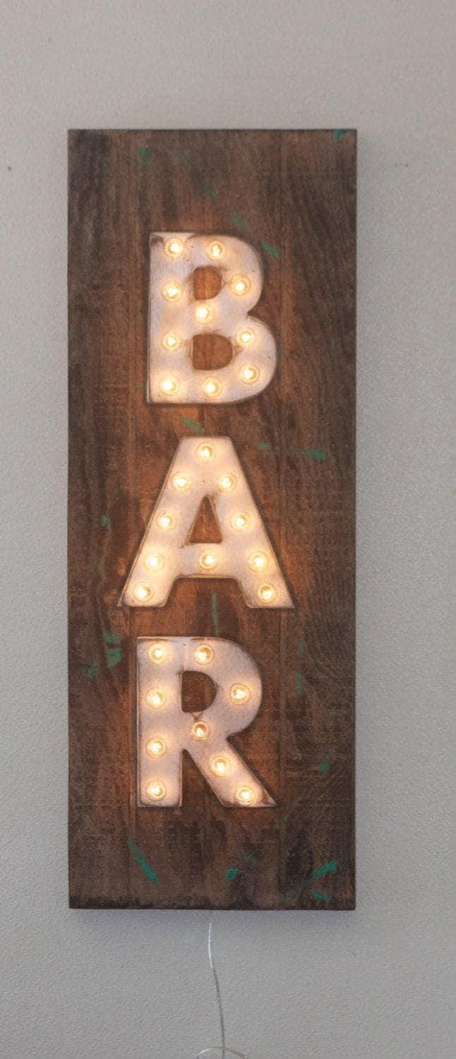 Wood marquee sign lighted sign lighted letters bar photos dream love open business