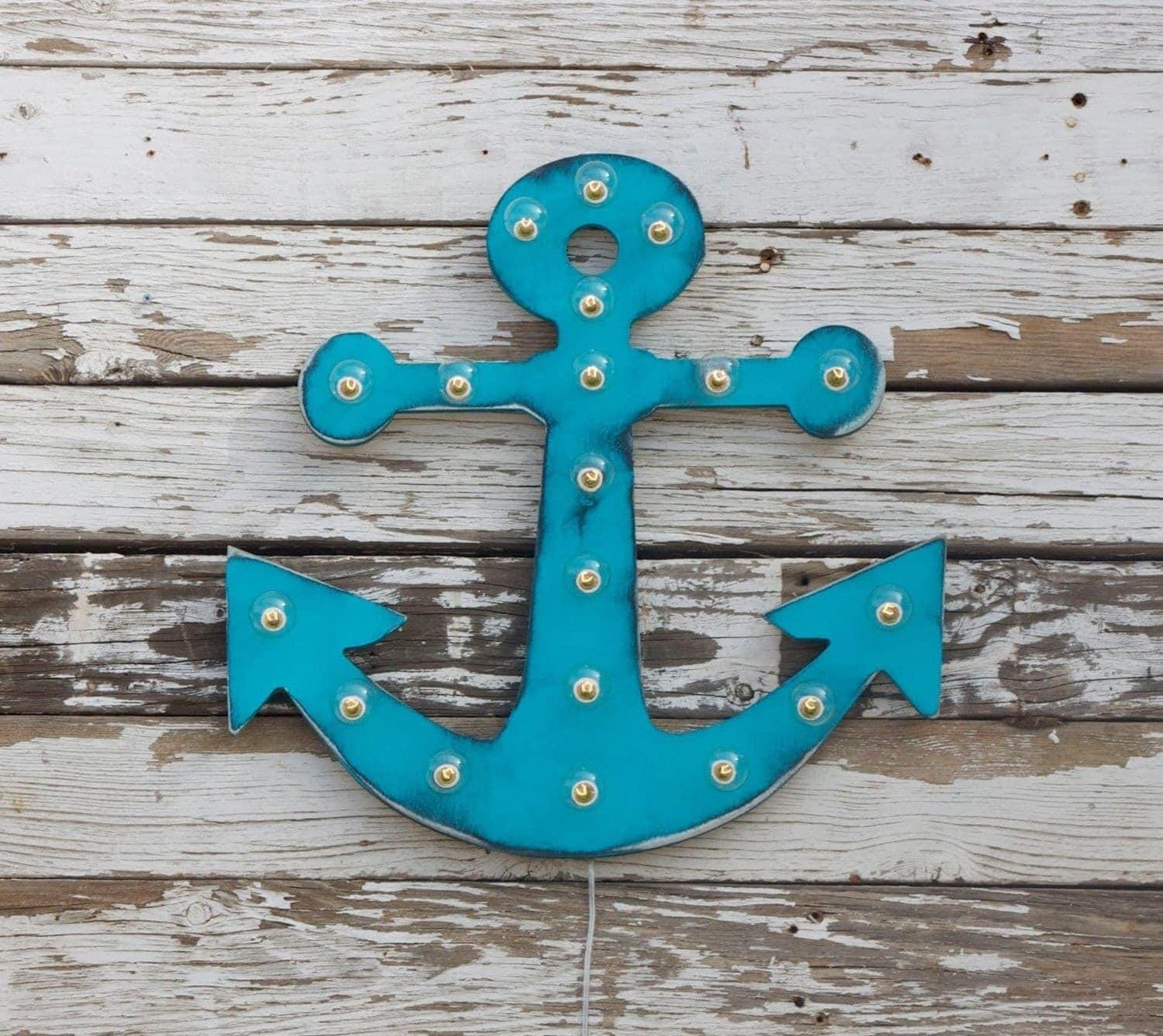 Wood anchor marquee / lighted anchor sign / nautical sign / bathroom decor / beach house decor / lighted sign / lit anchor sign