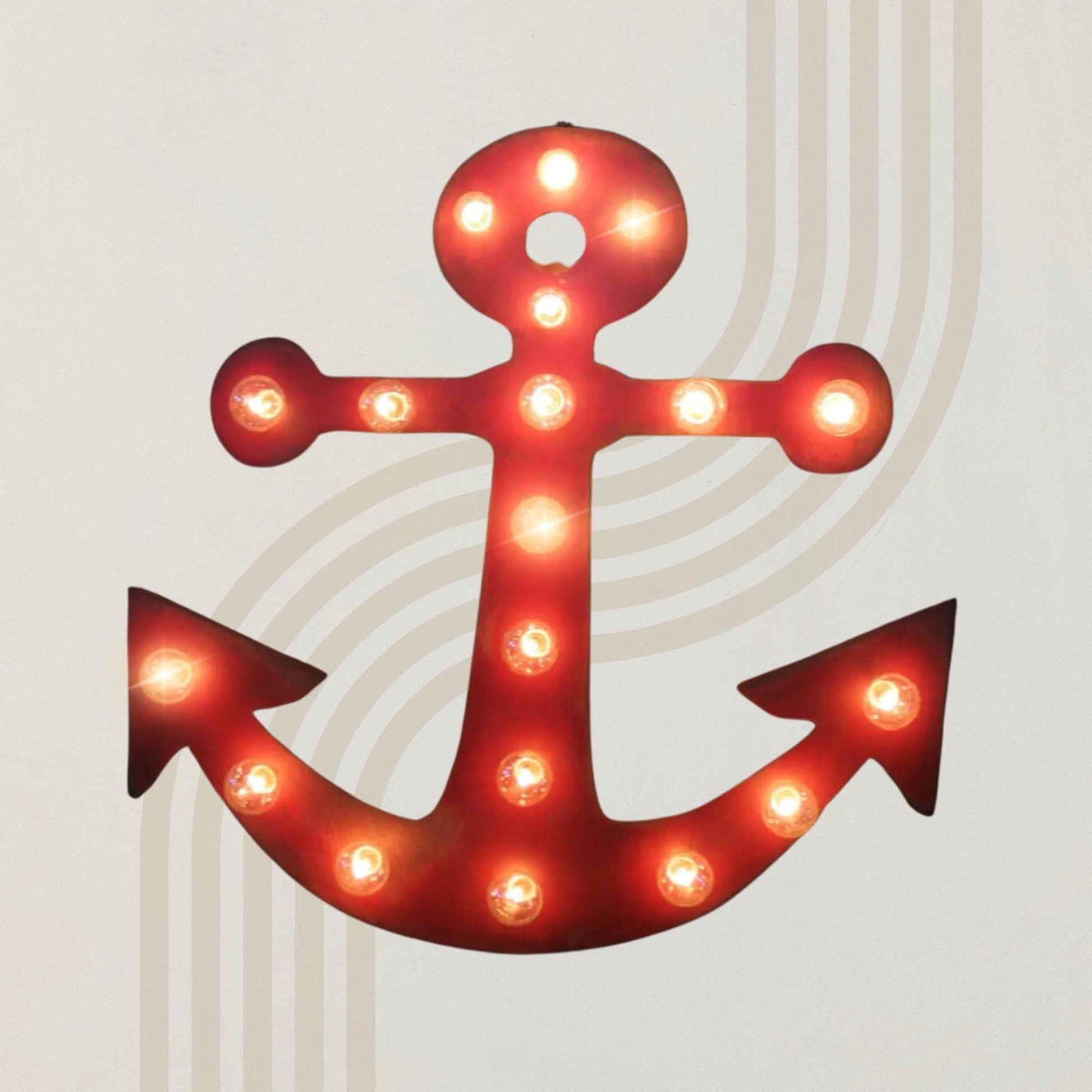 24" large wood anchor vintage marquee lighted wood