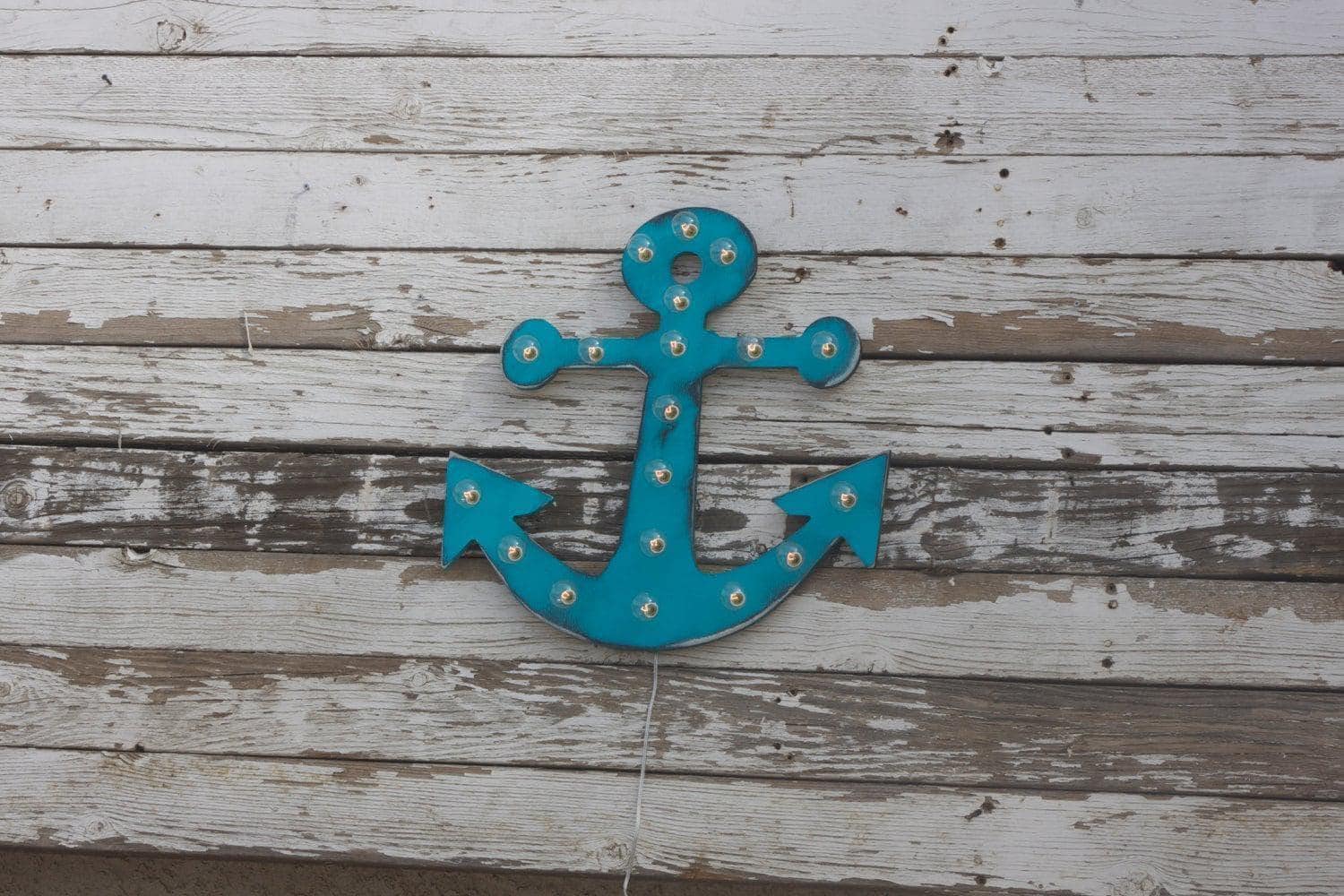 24" large wood anchor vintage marquee lighted wood