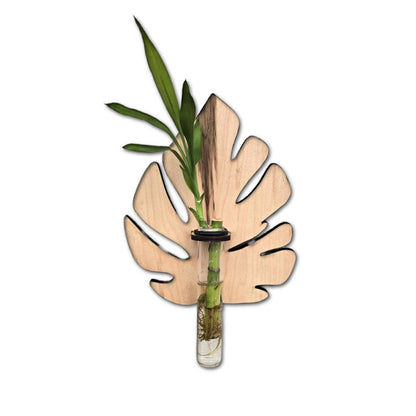 Monstera Plant Swirl Wood Wall Art Living Plant Propagation Water Plants; Mid Century, Boho, Customized, Propagation Station, Wall Vase