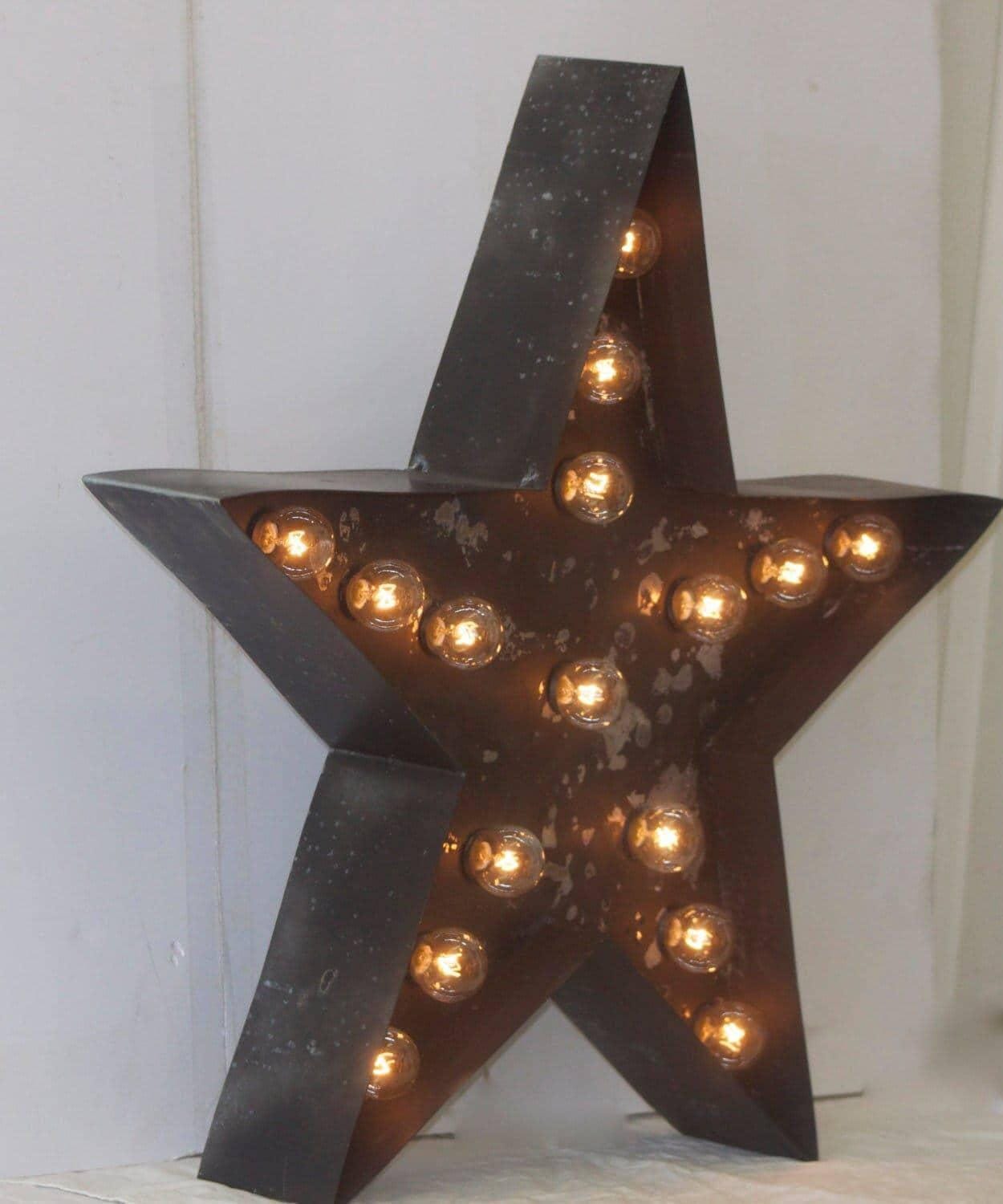 Marquee sign star large old vintage style marquee star metal steel........... wedding birthday home logo business decor