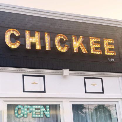 Commercial outdoor metal marquee letters, illuminated, powder coated, light up letter, outdoor business sign logo, large 16" to 36" led